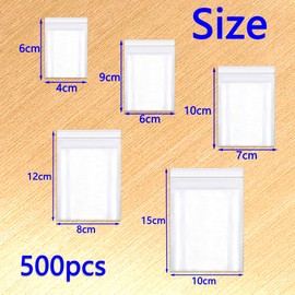 HVDHYY Ziplock Bag Set Mixed Zip Bags 500 Pieces 160µ Poly Bag Seal Bag Resealable 4 x 6 cm 6 x 9 cm 7 x 10 cm 8 x 12 cm 10 x 15 cm