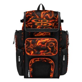 Boombah Superpack Bat Bag - Backpack Version (no wheels) - Holds 4 Bats - Magma Black/Flame/Gold