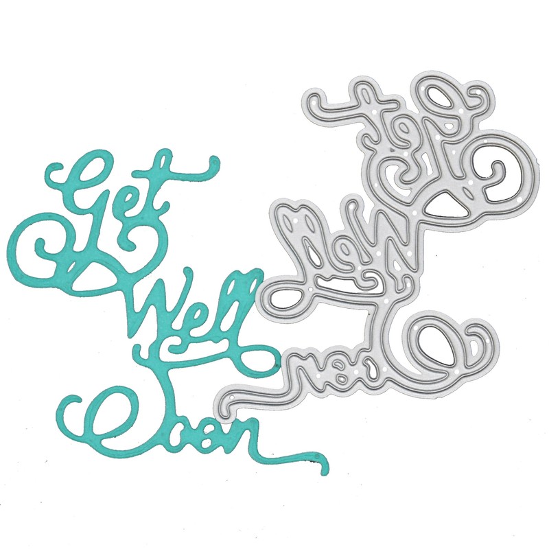 A Get Well Soon Sentiments Metal Cutting Die, Cutter Stencil,