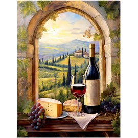 Wine Themed Tuscany Vineyard Pattern A1140 Accent Tile Mural Kitchen Bathroom Wall Backsplash Behind Stove Range Sink Splashback One Tile 6"x8" Ceramic, Glossy