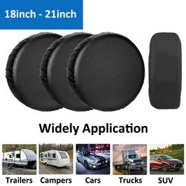 ETOPARS Pack of 4 Tyre Covers 18 Inch to 21 Inch Car Tyre Cover Waterproof Tyre Cover Wheel Protective Spare Tyre Cover Tyre Protector Truck Black
