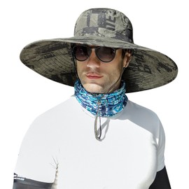 ALANGDUO XXL Big Head & Super Wide Brim Sun Hats for Men, XXL Large Fishing Sun Hat for Safari Gardening,Hiking, Ink Khaki, 7 1/2-8