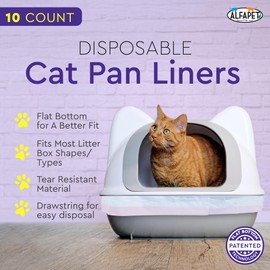 Alfapet Heavy Duty Flat Bottom Cat Litter Box Liners - Extra Giant10 Count - Tear-Resistant Cat Litter Bags - Kitty Litter Liners for Rectangular Litterbox Pans, 36” x 18” x 2MIL Thick 30 lb Capacity