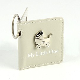 Cream Leatherette MY LITTLE ONE Baby Keyring Photo Frame Book Keepsake