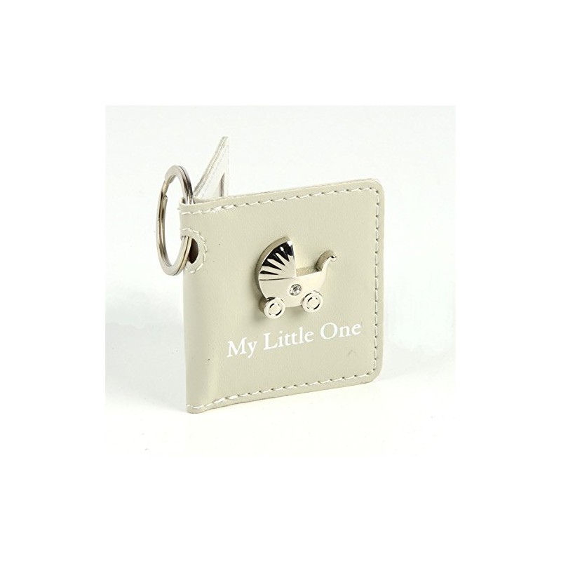 Cream Leatherette MY LITTLE ONE Baby Keyring Photo Frame Book