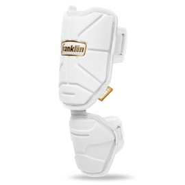 Franklin Sports Baseball Elbow Guard - PRT Series Adult Baseball + Softball Elbow Shield for Batting - Protective Elbow + Forearm Pad - Right + Left Hand Hitters - White/Gold - One Size - Adult