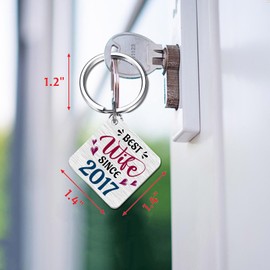 FALOGI 8th Wedding Anniversary Keyring for Wife, Happy 8th Anniversary Wife, Best Wife Gifts Since 2017