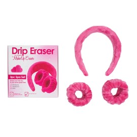 Drip Eraser by The Original MakeUp Eraser, Absorbent Headband and Wristbands Collect Water During Face Washing, 3 Piece Spa Set, Pink, One Size Fits Most
