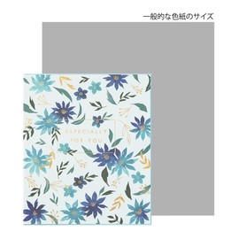 Midori 33263006 Shikishi Colored Paper S, Bifold Silk, Floral Pattern, Blue