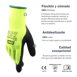 EXBRIECO, 6 or 12 Pairs, Protective Gloves, Winter Gloves, Work Gloves, Polyester and Latex, EPI, Durable, Lightweight, Abrasion Resistance, Gardening, Repairs, Mechanical.