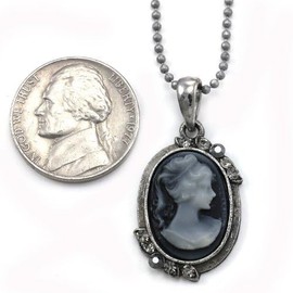Soulbreezecollection Light Gray Cameo Pendant Necklace Charm for Women