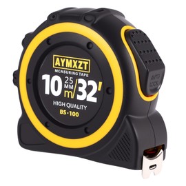 32FT Self Locking Tape Measure with 1/8 Fractional Inch/Metric Graduation Easy to Read