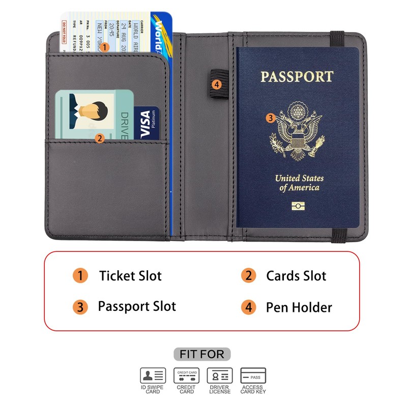 Passport Holder Cover Wallet Passport Protector Leather Card Case Travel
