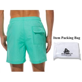 SILKWORLD Men's Swim Trunks Quick Dry Beach Shorts with Pockets, US XL, Green