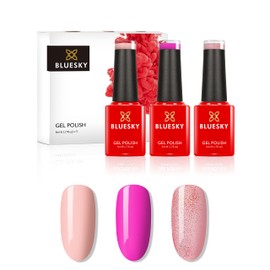 Bluesky Gel Polish, Gel Nail Polish Set - Summer, Pink Martini SS2014, Beach Party SS2024, Lolita SS2018. 3 x 5 ml Pink, Pastel, Coral