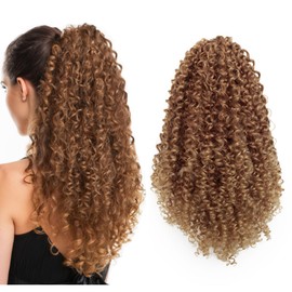 XSASLYET 18 Inch Drawstring Ponytail Extension for Black Women Pony Tails Hair Extensions Curly Ponytail Hair Piece for Easy Daily Wear (30/27)