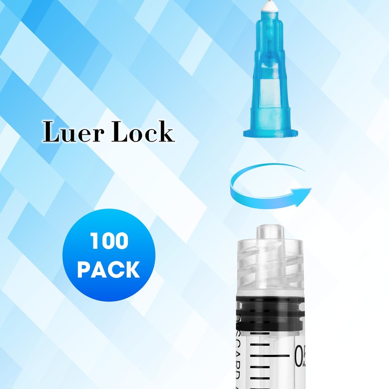 100 Pack Plastic Tube Lab Dispensing Tools, 3ml Syringes with