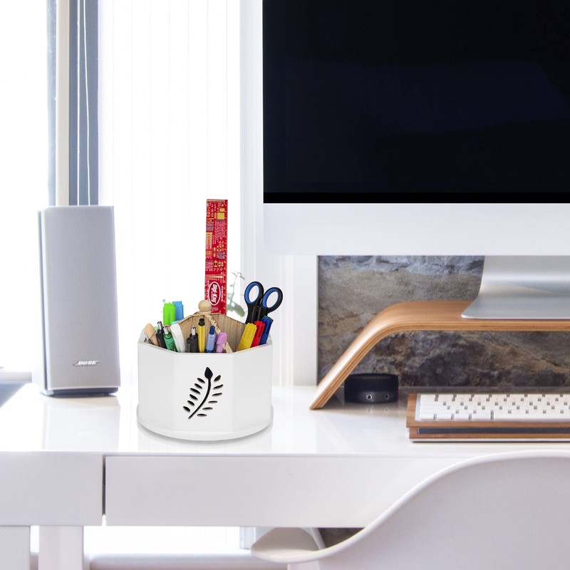 ONVAYA® Wooden Desk Organiser, Leaf Design, Pen Holder for Desk,