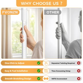 2 Pack White Long Tension Curtain Rod 41-146 Inch Outdoor Tension Shower Curtain Rod No Drilling for Window Patio No Slip Spliced Telescopic Design Easy to Install Never Rust Diameter 1.26 Inch