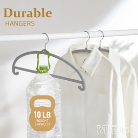 MIZGI 50 Pack Gray Velvet Hangers - No Shoulder Bumps, Heavy Duty Non-Slip Chrome Hooks for Jackets, Coats, Pants