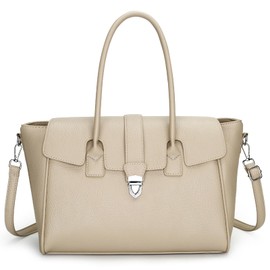 Eslcorri Top Handle Tote Bags for Women Large Shoulder Purse for Working PU Leather Crossbody Flap Satchel Handbag Elegant Hobo Everyday Bag Trendy Go Out Pocketbook, Gift to Mom Wife -Beige