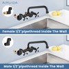 Airuida Matte Black Wall Mount Kitchen Sink Faucet 9 Inch