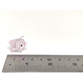 Sansukjai Rare Pig Micro Tiny Figurines Hand Blown Glass Art Animals Collectible Gift Home Decor#1 (Pink)