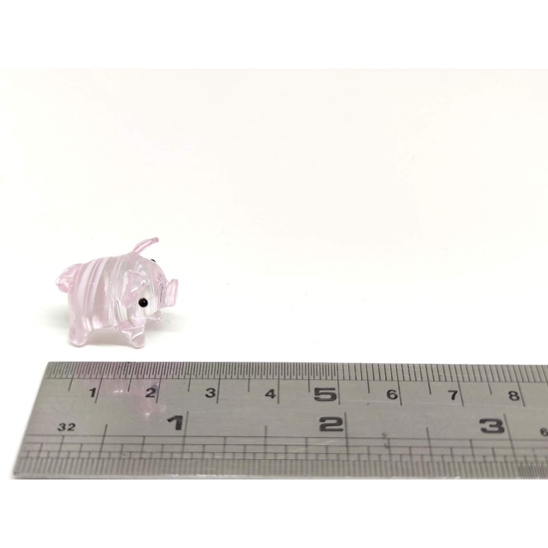 Sansukjai Rare Pig Micro Tiny Figurines Hand Blown Glass Art
