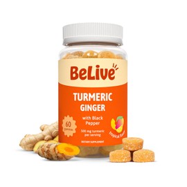 BeLive Turmeric Curcumin with Black Pepper & Ginger - 500 mg of Turmeric and Ginger Supplement for Immune Support, Healthy Skin, and Mobility - Tropical Flavor | 60 Count