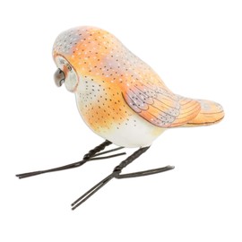 NOVICA Artisan Handcrafted Ceramic Figurine White Orange Barn Owl Guatemala Sculpture Animal Themed Painted [4.7in L x 2in W x 3.3in D] ' Standing Owl'