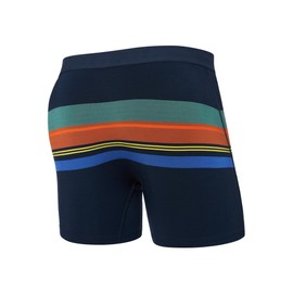 SAXX Underwear Co. Men's Ultra Super Soft Boxer Brief Fly, League Stripe-Navy, Large