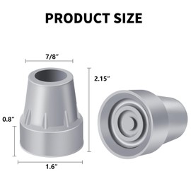 Crutch Tips 7/8 Inch Upgrade Heavy Duty Rubber Crutch Accessories Replacement Rubber Cane Tips 6-Pack