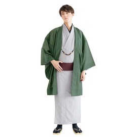 Kyoetsu Men's Haori Coat for Summer, Washable, Solid Color, Single Cloth, Willow dye