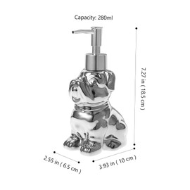 Alipis Ceramic Dog Shape Soap Dispenser 280ml Refillable Shampoo Bottle Silver