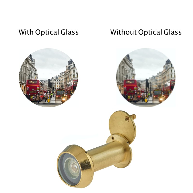 Door Viewer Polished Brass Peephole Wide Angle 50-75mm Thick Doors