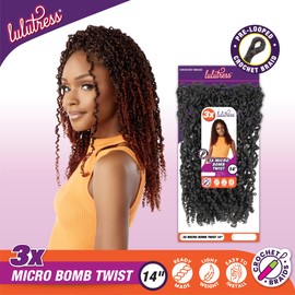 Sensationnel Lulutress crochet braiding hair - 3x micro bomb twist pre made diy all kanekalon synthetic locs twists (14 inch, SM1B/350)