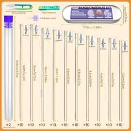UOOU 102 Pcs Beading Needles, 10 Sizes Bead Needles for Jewelry Making, 0.45mm-0.7mm Extra Straight Fine Seed Beads Needles for Embroidery Jewelry Making