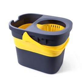 Yocada Commercial Mop Bucket with Wringer Portable Collapsible Plastic Mop Bucket Cleaning Washing Bucket for Cotton Mop Grey