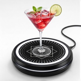 CLIYYD Smart Cocktail Coaster, App-Connected LED Cocktail Maker for Home Bar, 3,000+ Cocktail Recipes, Rechargeable Cordless Bar Accessory, Gift for Men and Dad &Cocktail Lovers