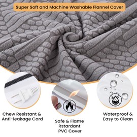 pettycare Pet Heating Pad for Dog Cat, Electric Heating with Steel-Wrapped Cord, 25-Level Timer & 11-Level Temperature Indoor Warming Pads Easy Clean for Puppy Cat Dog S 17.4x14inch, Grey