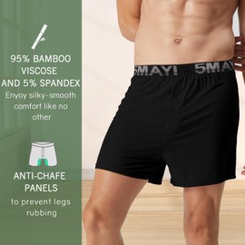 5Mayi Mens Boxers Bamboo Viscose Boxer Shorts Soft Mens Underwear Loose Fit Breathable Boxers with Button Fly 4 Pack L