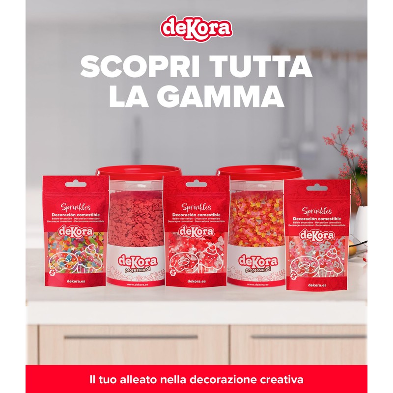 dekora - Sprinkles di zucchero a forma di cuore rossi