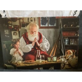 Christmas Card Santa Claus and little girl praying by Leanin Tree Unused+env