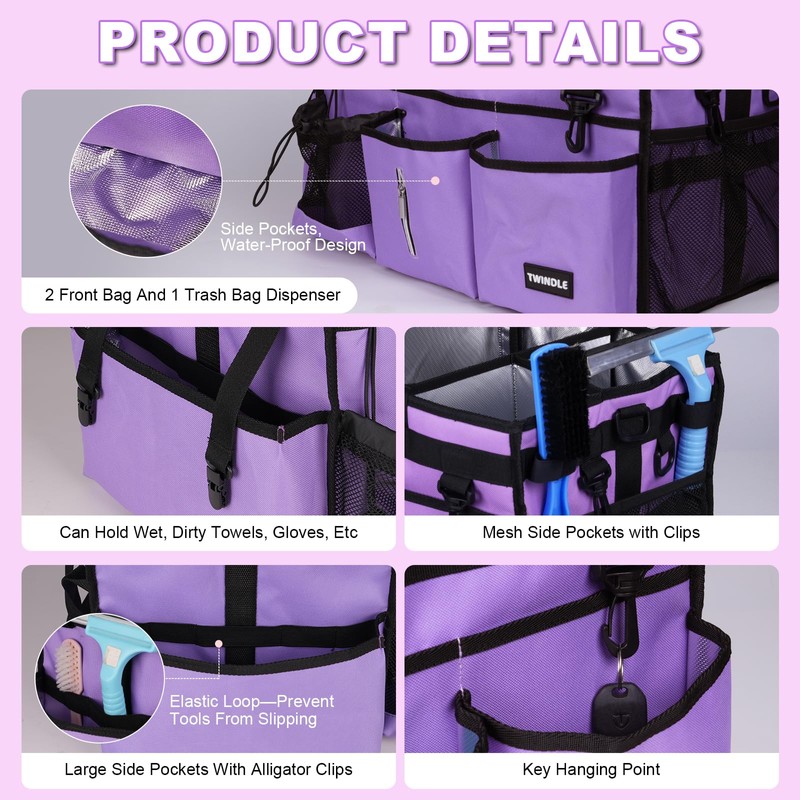 TWINDLE Extra-Large Cleaning Caddy Bag With Detachable Divider,Cleaning Caddy For