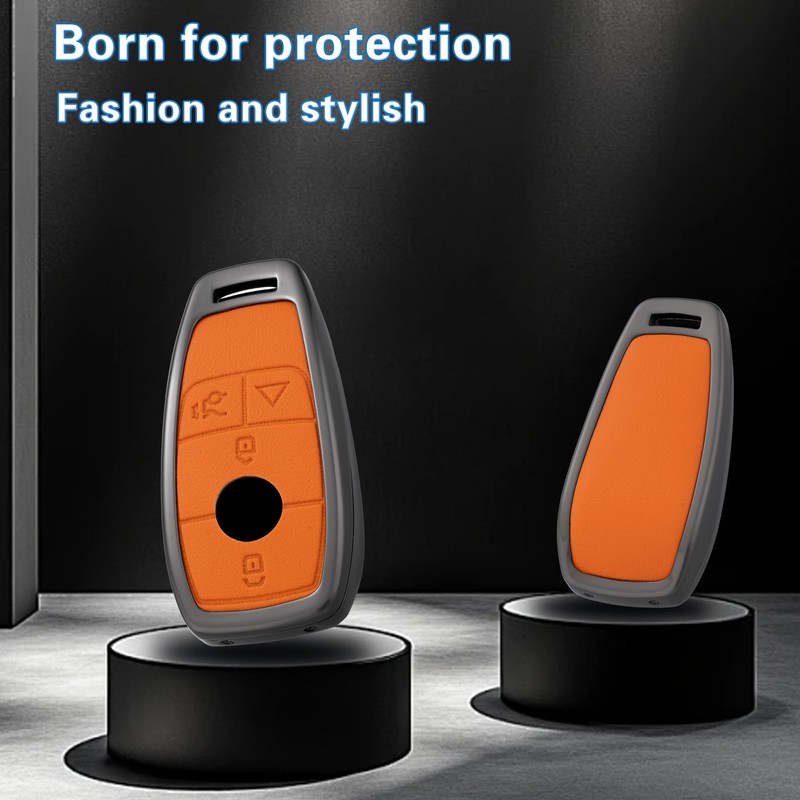 Qunzes Key Fob Cover with Heavy-duty Keychain for Benz A-Class