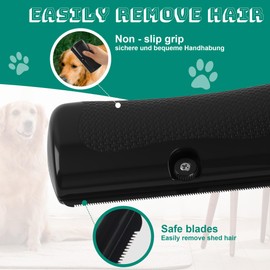 Fellwunder Bürste Hund, Pet Hair Removal Brush, Fur Wonder Brush Dog, Hundebürste, Tierhaarentferner Handschuh, Katzenbürste, Deshedding für Hunde und Katzen,Schwarz