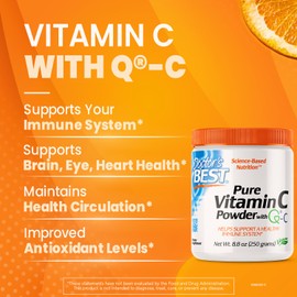 Doctor's Best Vitamin C Powder with Q-C, Healthy Immune System, Brain, Eyes, Heart and Circulation, Joints, Sourced from Scotland, 250G, 8.8 Ounce
