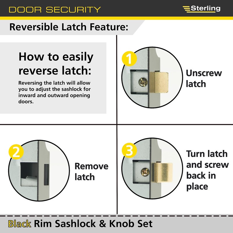 Sterling SRL004KN 152mm x 101mm Black Rim Sashlock & Knob