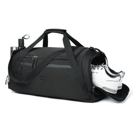 Gym Duffle Bags For Men & Women, Large Duffle Bag For Men Travel, Weekend Overnight Bag With Shoe Compartment & Wet Pocket, Water Resistant Sports Duffle Bag Gymbag A-TD-002-Black