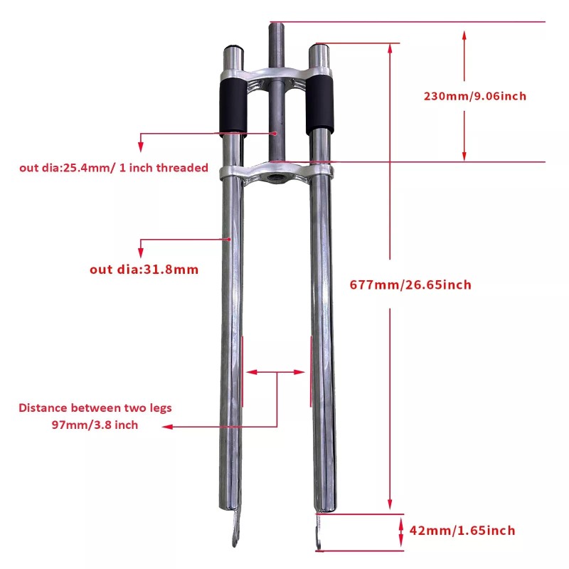 DONSP1986 26" Bicycle Fork, 1" Threaded (NON)Suspensio - 120mm Mag